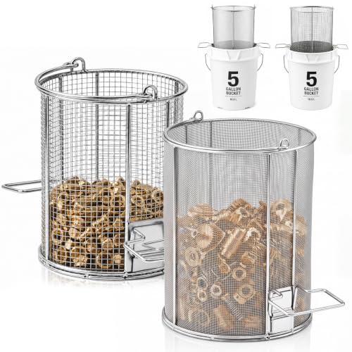 1/32″&amp;1/4″ Mesh 5 Gallon Stainless Steel Parts Wash Strainer Basket, 2 Pcs
