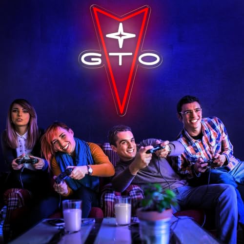 Image of AHlove GTO Neon Car Signs for Store Wall Decor, Led Business Sign Suitable for Man Cave、Bedroom、Garage、Party, Birthday、Christmas Gifts for Boys 5V Power Adapter 16 * 12Inch(white+red)