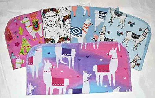 1 Ply 12x12 Inches Set of 5 Flannel Paperless Towels Alpacas and Llamas - Proudly Made in the USA!