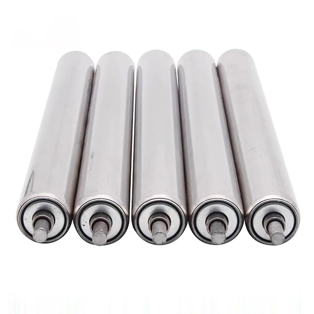 Conveyor Belt Rollers, 5 Pack Industrial Rollers with Bearings, Stainless Steel Replacement Rollers for Woodworking, Factory Warehouse(Silver-38mm,250mm)