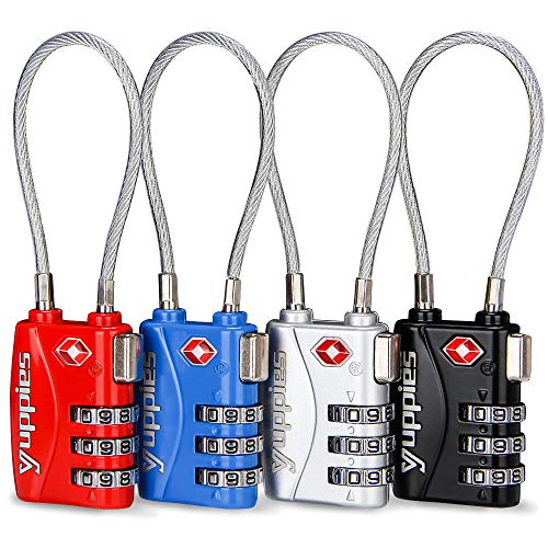 TSA Approved Luggage Locks, Easy Re-settable Combination Backpack Lock, Travel Lock for Suitcase, 1,2 & 4 Pack (4 Colors)