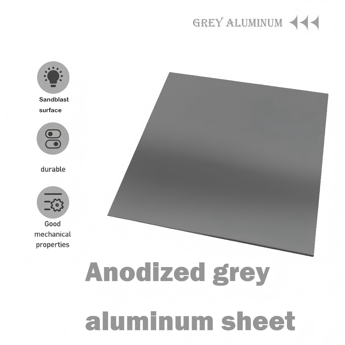 5052 Aluminiowa, anodowana, szara, piaskowana blacha | Szare, piaskowane, różne rozmiary do znaków i tabliczek znamionowych