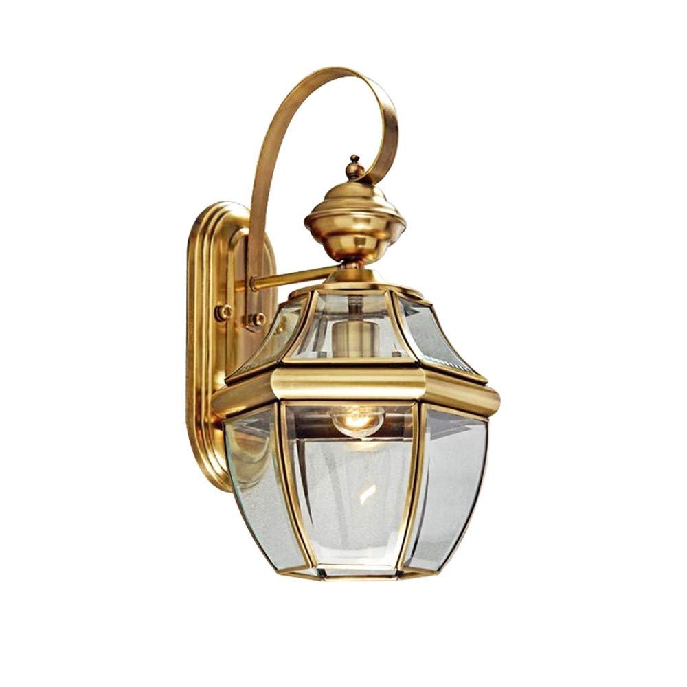 Lumière murale en verre rétro européen et lanterne d'extérieur vintage en laiton pour jardin