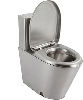 304 Stainless Steel Commercial Toilet, High-efficiency Water-saving One-piece Toilet, Bathroom Powerful Dual-flush Toilet, With Soft-closing Toilet Suitable for Hospitals