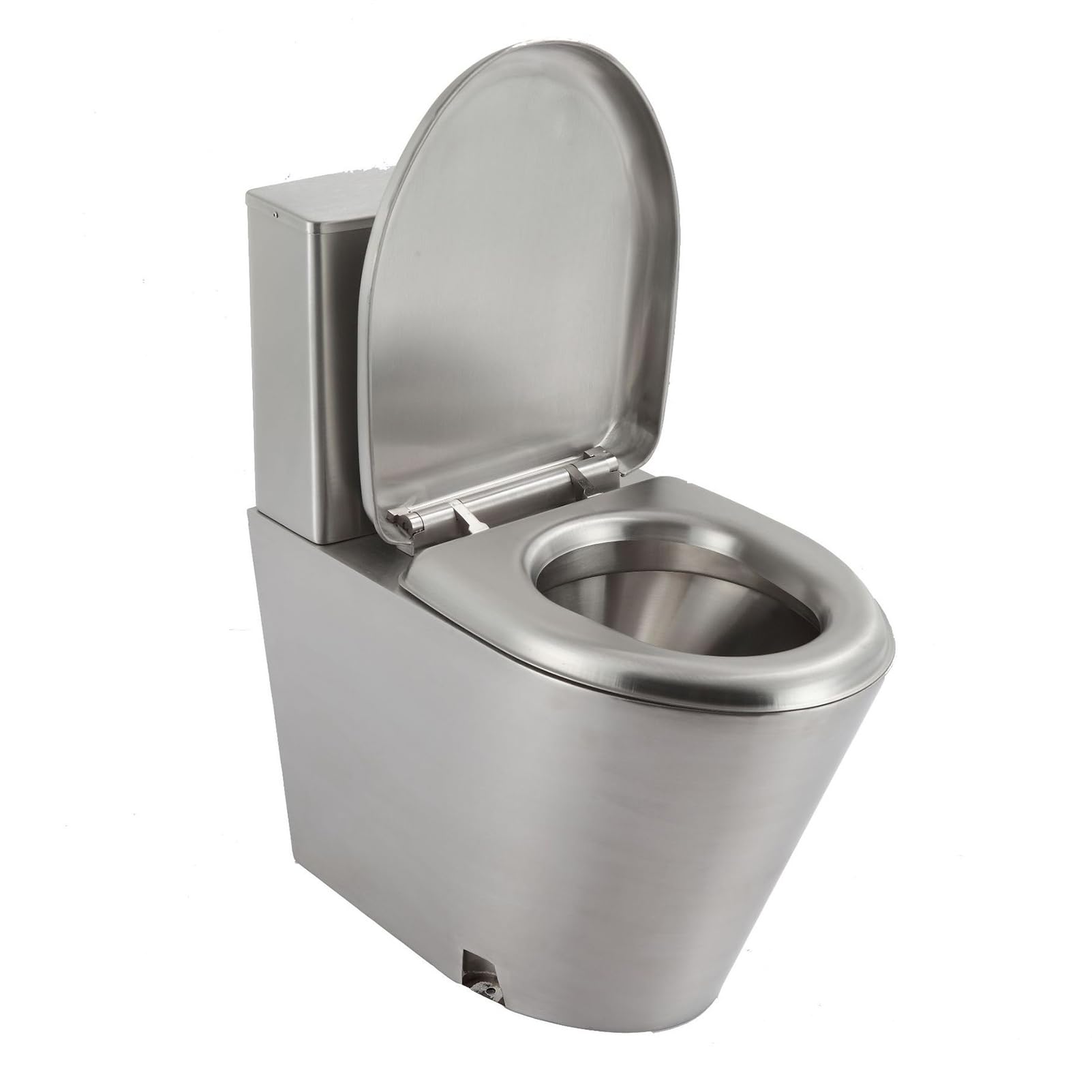 UMJIGF 304 Stainless Steel Commercial Double Flush Siphon Toilet, High-Efficiency Water-Saving One-Piece Toilet, Anti-Freezing and Cracking Small-Sized Toilet,Silvery,Silvery-Ground Row