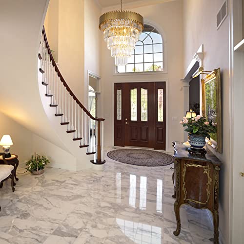 Wellmet Large Crystal Chandelier 30", 5 Tier Modern Crystal Chandelier 10 Lights, Contemporary Round Gold Chandelier Light Fixture Hanging Light For Dining Room, Staircase, Foyer, Entryway, Hallway #TOP2