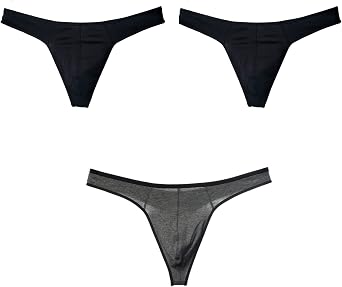 Mens Cotton Thong Sports T-back Sexy Classic Black/Red/Grey 3 Pack