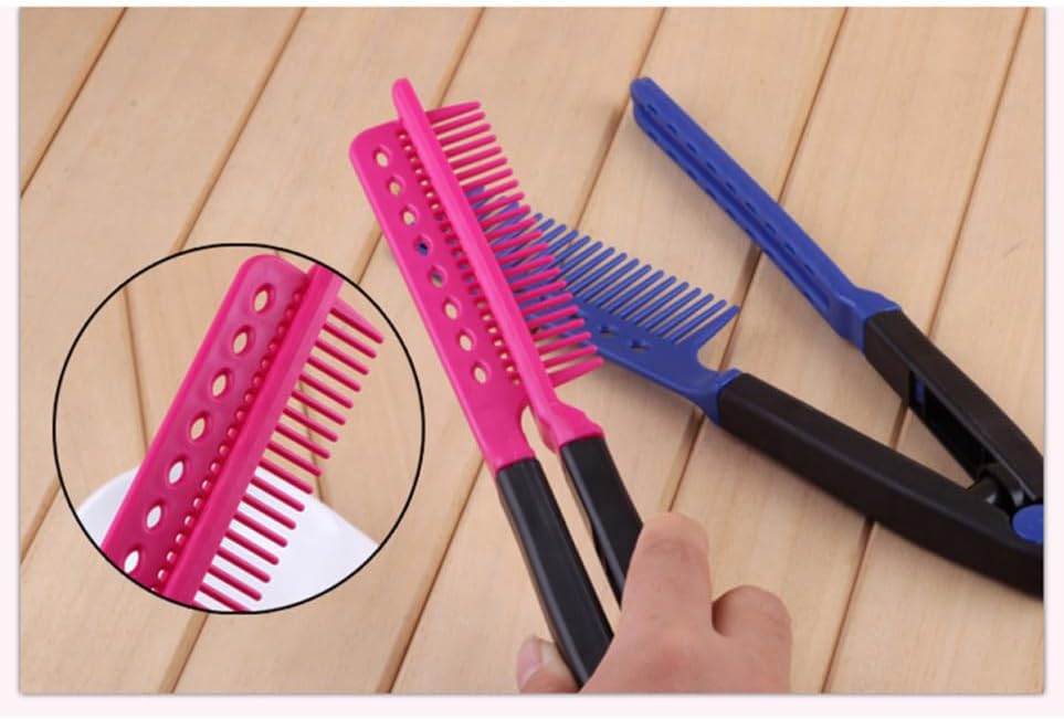 Miniatura 6 de Cepillo de pelo de forma Herramienta de peinado portátil alisador de pelo peine para peluquería Uso de viaje Rojo