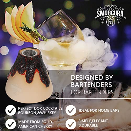 Premium Cocktail Smoker Kit With Oak Wood Chips | Whiskey Smoker Kit For Cocktails, Wine, Bourbon, Whiskey | Gifts For Dad, Husband, Boyfriend, Party & Bar | Handmade Ceramic Volcano By Smorcura #TOP1