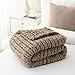 Battilo Beige Chunky Knit Throw Blanket, Soft and Thick Cream Chenille Throw Blanket, 50