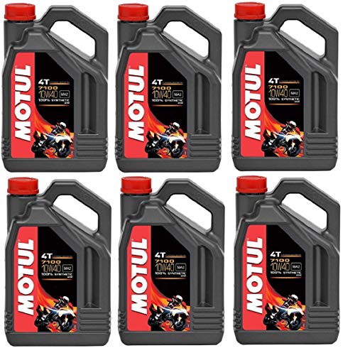 Motul 104092 Set of 6 7100 4T 10W-40 Motor Oil 1-Gallon Bottles