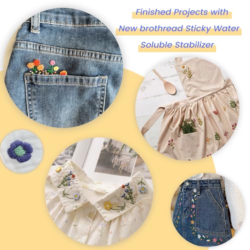 New brothread 12PCS A4 (29.7x21cm) Selbstklebende Wasserlösliche Stickvlies Bedruckbare Stickereipapier -Mittleres Gewich- zum Drucken oder Zeichnen von Mustern geeignet, Hand- und Maschinenstickerei