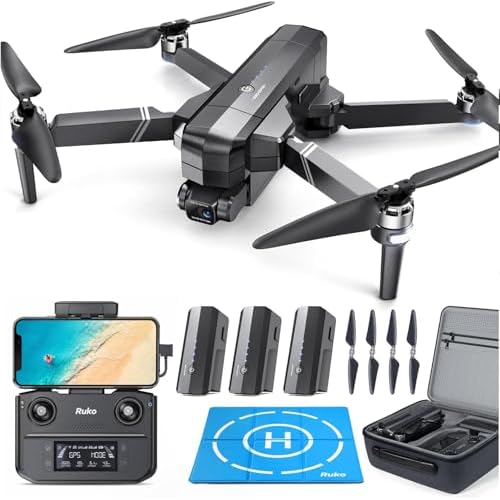 Ruko F11GIM2 Drone and H002 Landing Pad, Gimbal+EIS 4K Camera for Adults, 96 Min Long Flight Time 9800ft Long Range FPV, Auto Return Home with GPS, Foldable Quadcopter, FAA Remote ID Compliant