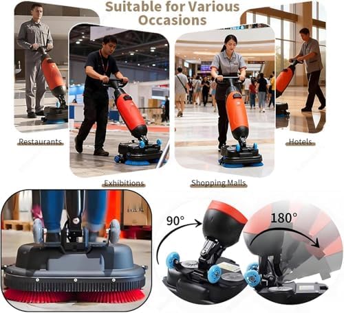 Commercial Electric Floor Cleaner, Walk-Behind Scrubber & Polisher Machine, Heavy-Duty Floor Washer for Home & Kitchen, Efficient Floor Buffer for Commercial Use, White