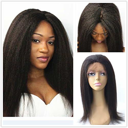 SHARLINGE JYL Hair Italian Yaki 360 Silk Top Lace Frontal Wig Pre Plucked Bleached Knots 150% Density Human Hair Wigs For Women 360 Silk Base Wigs with Baby Hair(14