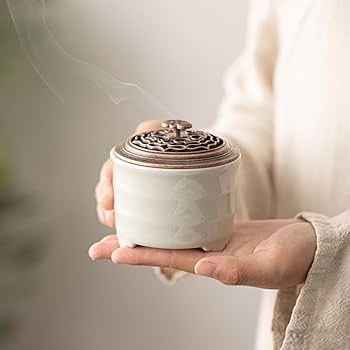 香炉 けやき台付 重量感あり 重いです 焼香セット 有田焼 香炉 陶磁器 上品 16.5センチ モダン 廻し