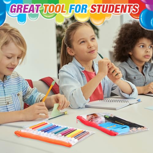 Image of Feifeiya 48 Pcs Clear PVC Pencil Pouch Bulk 8.66 x 5.71 Inch Pencil Case Soft Pencil Bag Transparent Zipper Pencil Pouch for Kids Girls Boys School Supplies Travel Storage(Colorful)