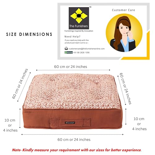 Image of Reversible 60x60x10 cm Brown Woven Quilted Floor Cushion with Cotton Filler for Seating, Patio Seat, Meditation, Yoga, Pooja, Guests, Living Room, Bedroom, Large Size 24x24x4 Inch
