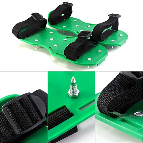 Qwork Gunite Spiked Shoes, 2 Pair Lawn Aerator Shoes With 3/4" Short Spikes, Perfect For Epoxy Floor, Overlays, Cover Installation, Green #TOP5