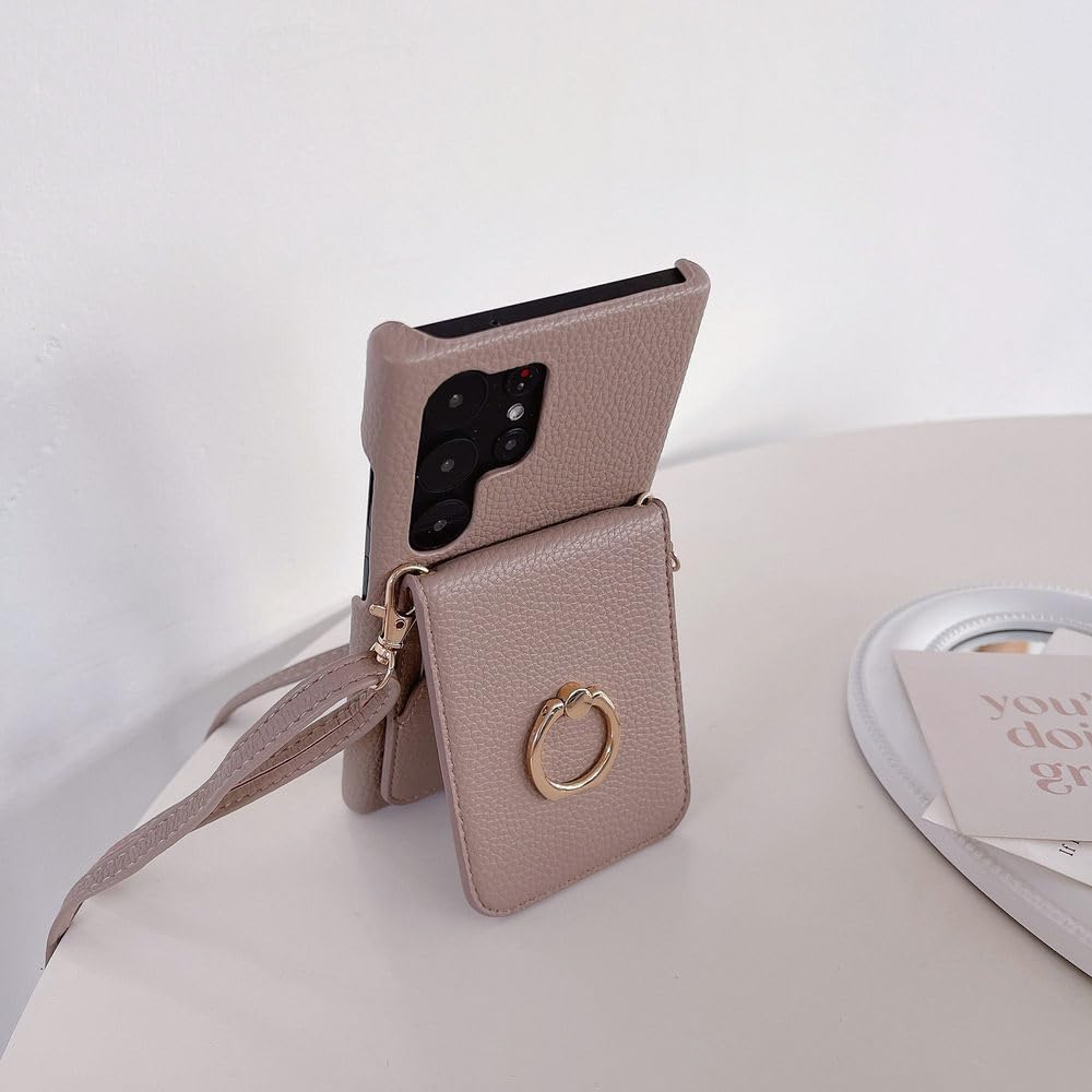 Funda con aro y Tarjetero para Samsung Galaxy S24, S22 Ultra Plus, S23 FE, A15, A25, A35, A55, A24, A34 y A54, Color Blanco, para Galaxy A14 (4G y 5G)