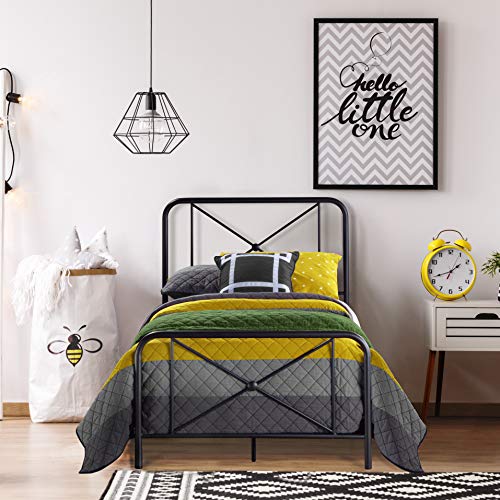 Image of Hillsdale Furniture Metal Bed with Double X Design Platform, Twin, Black