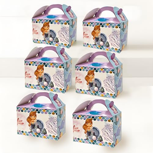 Image of WP WANNA PARTY 10 Pack Mermaid Party Favor Treat Boxes - Mermaid Paper Gift Boxes Small Candy Snack Goodie Bags for Kids Summer Party Purple Blue Gift Wrapping Box for Birthday Holiday Baby Shower