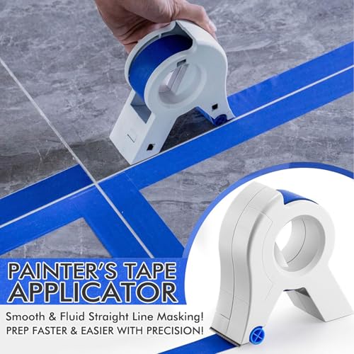 Image of Masking Paint Tape Applicator with 5 Rolls Blue Masking Tape, 3-Wheel Design Cutting Tape Dispenser Tool for Precise Edges on Walls Trim and Door Frames