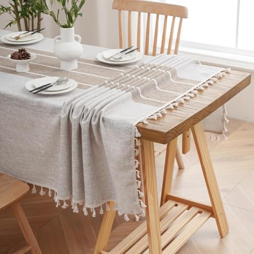 Nappe coton et lin rectangulaire 140x260 cm imperméable - 2
