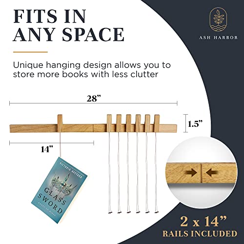 Ash Harbor Floating Wall Bookshelf - Wall Mounted Book Organizer With Included Bookmarks - Hardwood Hanging Bookshelf For Bedroom, Living Room, Or Kitchen - A Thoughtful Gift For Book Lovers (Natural) #TOP2