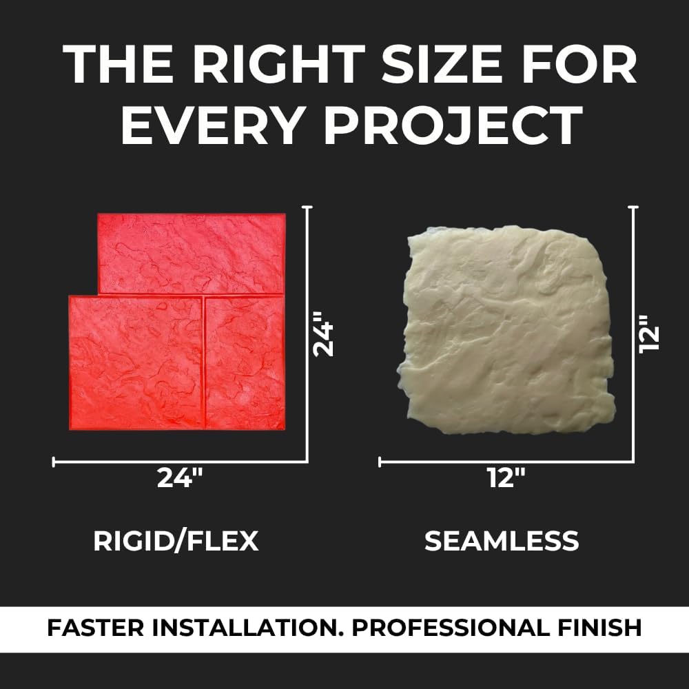 Concrete Stamps Mats Set of 8 - Decorative Concrete Ashlar Slate Stone Mats 24" x24” - Durable Polyurethane, Flexible & Rigid Forms for Driveways and Patios – Made in USA (SM 3005/S-8)