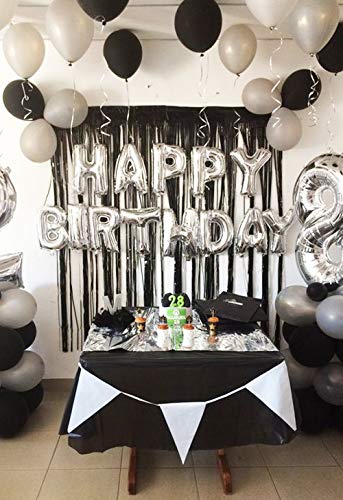 Image of Party Propz Black Foil Curtain for Decoration - 2 pcs (3ft x 6ft Each) Black Foil Curtain | Fringe Curtains for Decoration | Foil Curtains for Birthday Decoration | Frills for Decoration