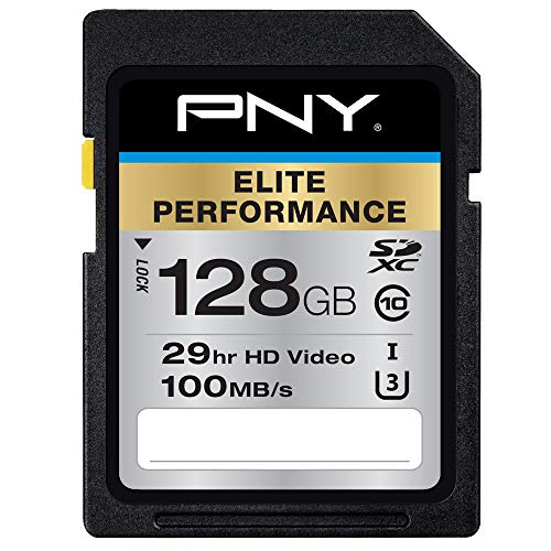PNY 128GB Elite Performance Class 10 U3 SDXC Flash Memory Card - 95MB/s, Class 10, U3, 4K UHD, Full HD, UHS-I, Full Size SD