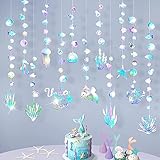 Iridescent Under The Sea Party Garland Decoration for Mermaid Birthday Party Decorations Ocean Theme Banner Streamer Backdrop for Baby Shower Party Supplies