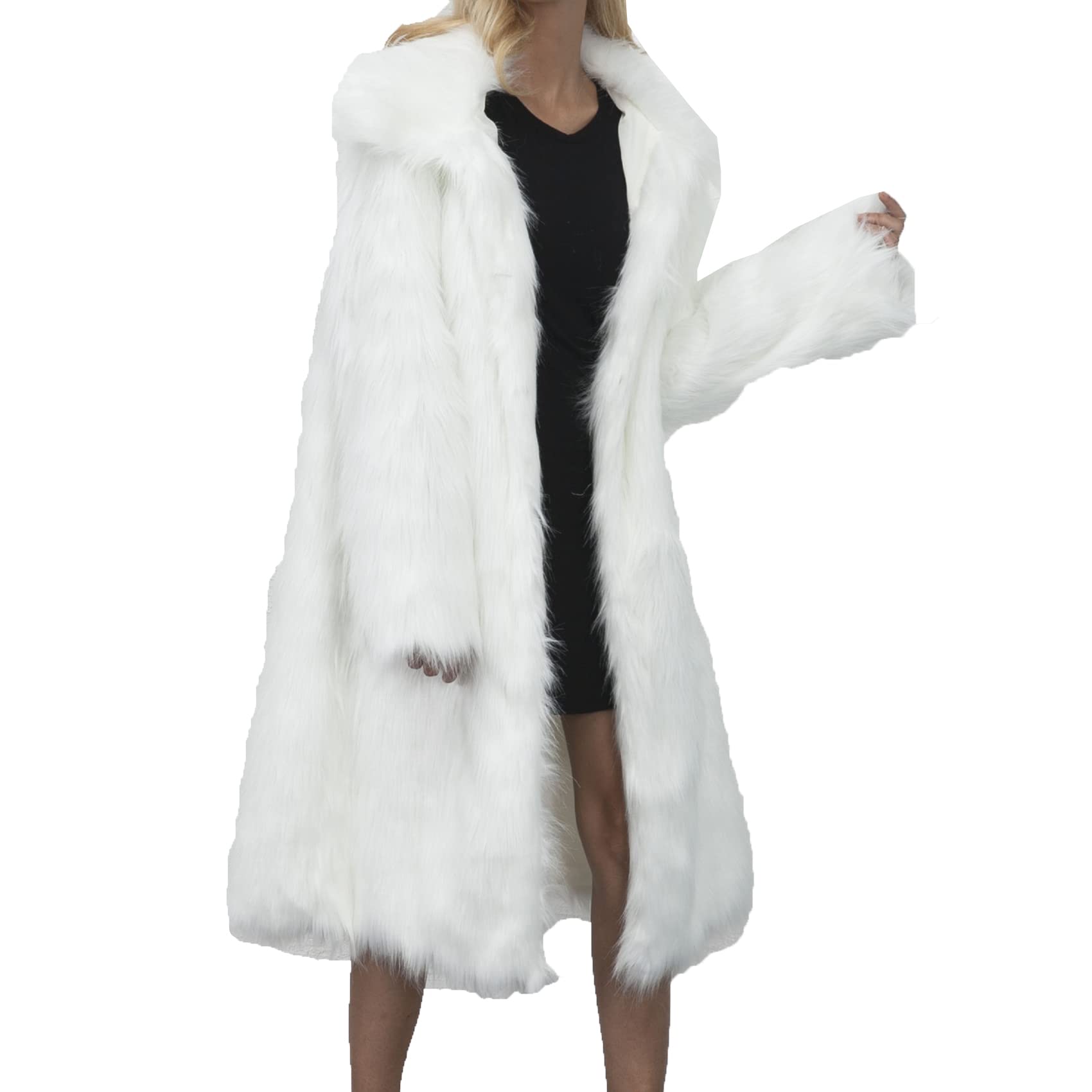 Giacca da Donna Lunga in Pelliccia Sintetica con Collo Quadrato alla Moda Giacca da Donna Autunno E Inverno con Cappotto Lungo