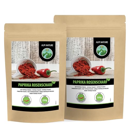 Alpi Nature Paprika rosenscharf 500g, Paprika Pulver scharf, Paprikapulver gemahlen zum Kochen