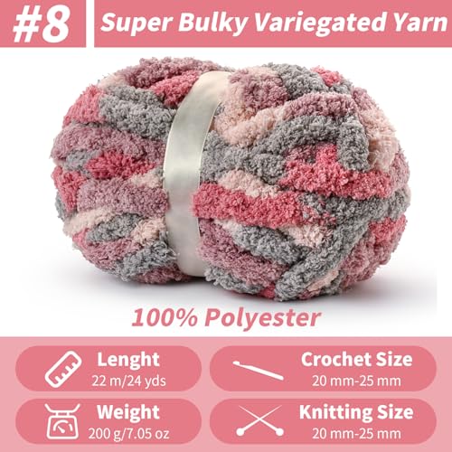 Image of Chunky Jumbo Chenille Yarn Multicolor 10 Pack