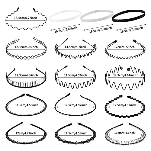16 STKS Metalen Hoofdbanden voor Mannen en Vrouwen, Multi-stijl Non Slip Elastische Haarbanden Mode Sprorts Haarband… - Image 3