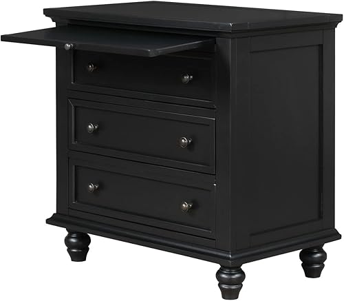 Miniatura 9 de LUMISOL Mesita de noche de madera con 3 cajones, mesa auxiliar con bandeja extraíble, armario de madera de almacenamiento para sala de estar,