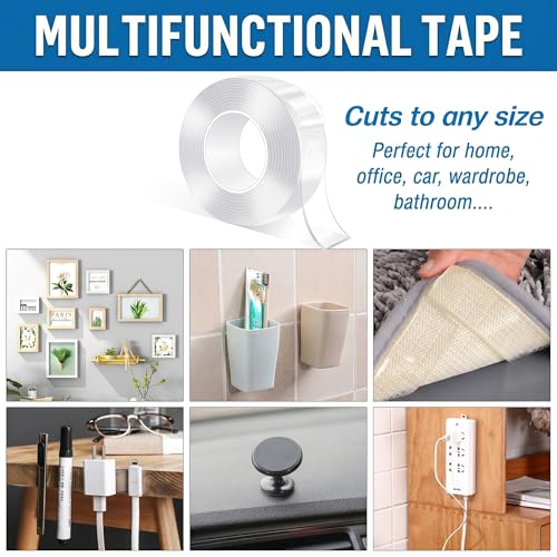 Image of PRIME PICK Double Sided Nano Tape, Transparent, 3m x 1mm, 3cm Thick, Strong Silica Gel, Residue Free, for Wall Mounting, Home, Office & DIY Use (3m x 1mm Transparent)