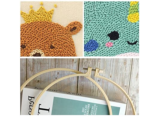 通用 Abillyn Punch Needle Starter Kit for Beginner Punch Needle Fabric with Cute Bear Pattern Yarn Hoop and Embroidery Pen (Cute Bear) - Image 3
