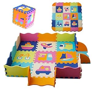 HB.YE Kleurrijk tapijt kruipmat speelmat babymat puzzelmat baby schuim puzzelmat vanaf nul kinderen speeltapijt speelmat baby kruipvloer slaapkamer yoga gymhal (auto, 9-delig)