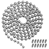 5 Meter Roller Blind Chain, Beaded Ball Pull Chain Extension Roller Shade Bead Chain Extender, with 12 Connectors Ball Chain for Roller Blind Extension