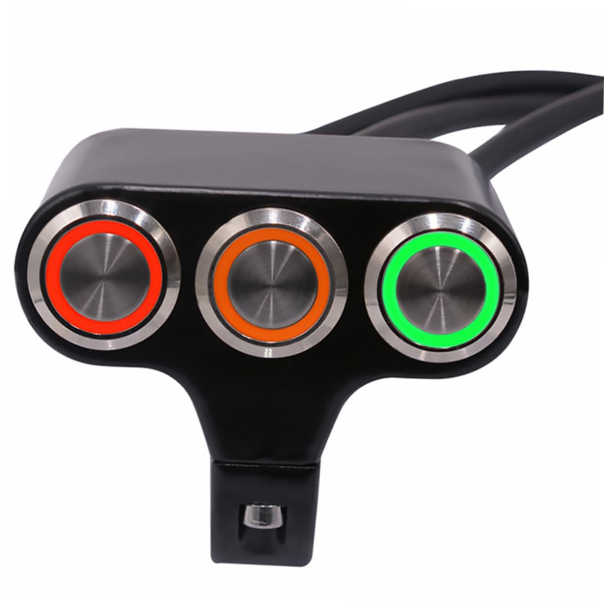 OUNONA Interruptor de Manillar y Autobloqueo de 3 Posiciones de 22mm, Aleación de Aluminio, Botón Luminoso para Motocicleta y Bicicleta Eléctrica