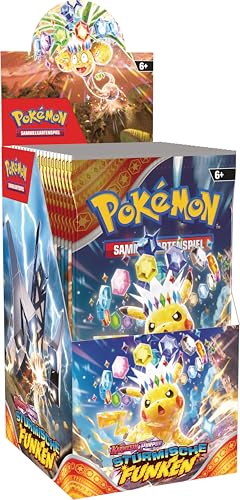 Pokémon-Sammelkartenspiel: Boosterpack-Display Karmesin & Purpur Stürmische Funken (enthält 18 Boosterpacks)