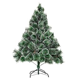 Aufun Árbol de Navidad Artificial 150cm Árbol de Navidad Artificial Deco Árbol de Navidad Agujas de Pino Verde con Efecto Nieve con Soporte de Metal Decoración navideña