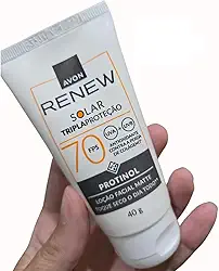 Avon Renew Protetor Solar Facial FPS 70, Toque Seco Matte, Tripla Proteção UVA/UVB, 40g