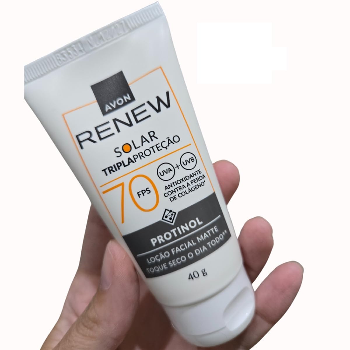 Avon Renew Protetor Solar Facial FPS 70, Toque Seco Matte, Tripla Proteção UVA/UVB, 40g