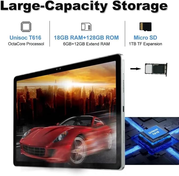 2025 Latest 11 inch Tablet Android 14 2000 * 1200 2K Display 2 in 1 Tablets, T616, 18GB RAM+128GB ROM+1TB Expand, 5+5+13MP Camera, 9000mAh, 4 Speakers, 5G WiFi, Tablet With Keyboard, Stylus, Case Green image 3 of 8 B0D62J99HR