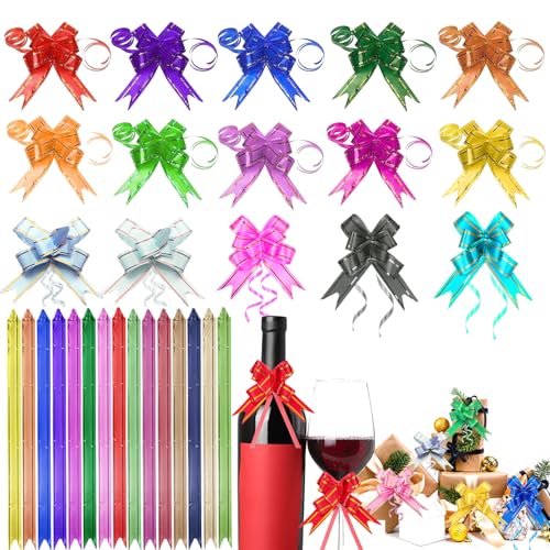 Tumihua 150-Pack Small Pull Bows for Gift Wrapping 25cm Reusable Bows with Assorted Colors Small Pull Bows Decorations for Presents Party Home Wedding Family & Business Use