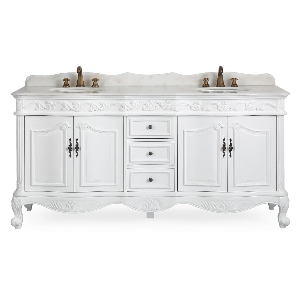 Benton Collection 72 Inch Beckham Bathroom Vanity with White